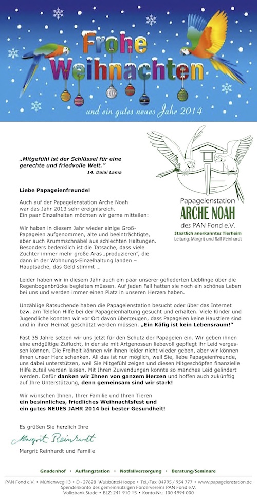 Weihnachtsbrief 2013