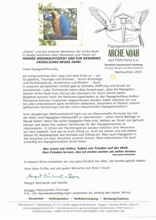 Weihnachtsbrief 2015