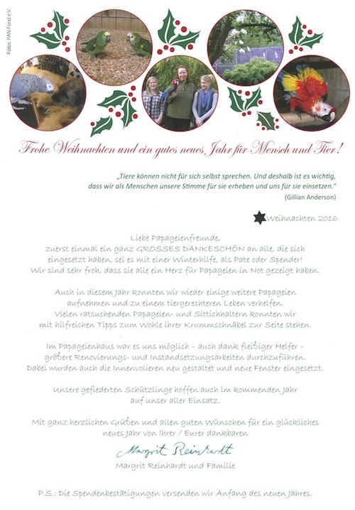 Weihnachtsbrief 2016
